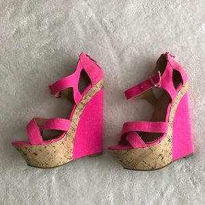 Hot pink wedges